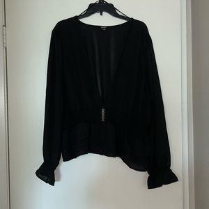 PLUS SIZE Sheer Black Blouse